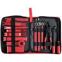 19 Piezas Herramientas Kit Desmontar Coche- Panel de Puerta Esmerilado Herramienta de Desmontaje con Pinzas de Clip de…